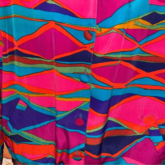 Wild wacky colorful vintage button up woman’s blouse and or jacket size 12 - Picture 6 of 10